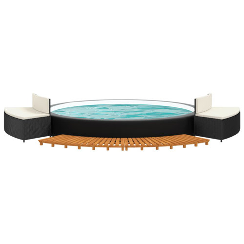Latitude Run® Hot Tub Surround Poly Rattan and Solid Wood Acacia Wayfair